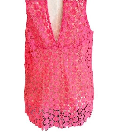 Abercrombie & Fitch Tank Top Womens S‎ Coral Lace Knit High Low Pullover Small - Picture 5 of 10